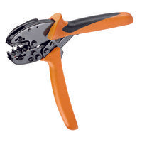 side view of a crimping tool with orange handles