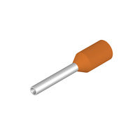 side view of a wire-end ferrule with an orange insulator collar on the right and the ferrule tube on the left