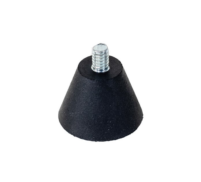 Conical shaped black rubber piece with threaded screw end at the topds. 