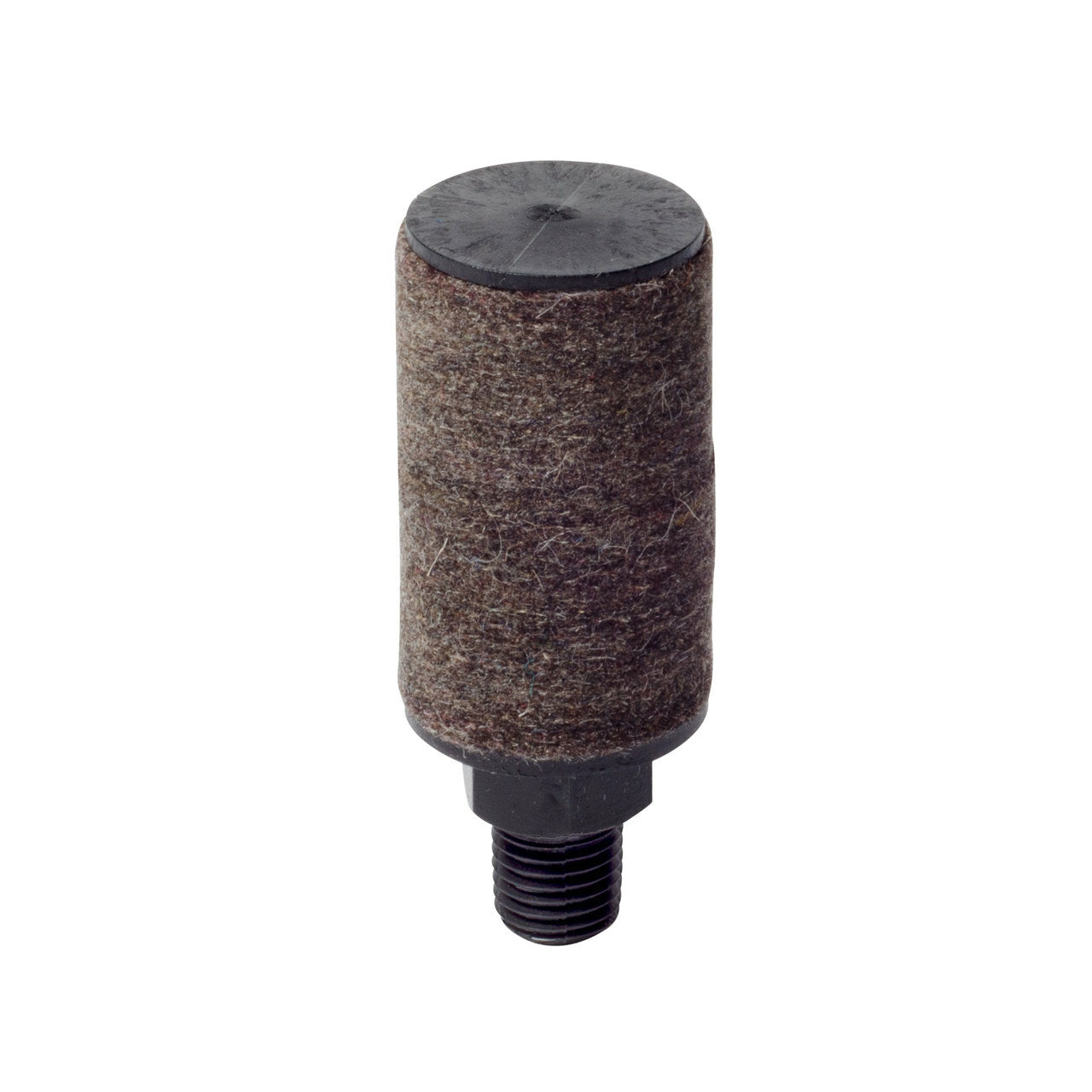 black upright cylindrical filter with threading on the bottom