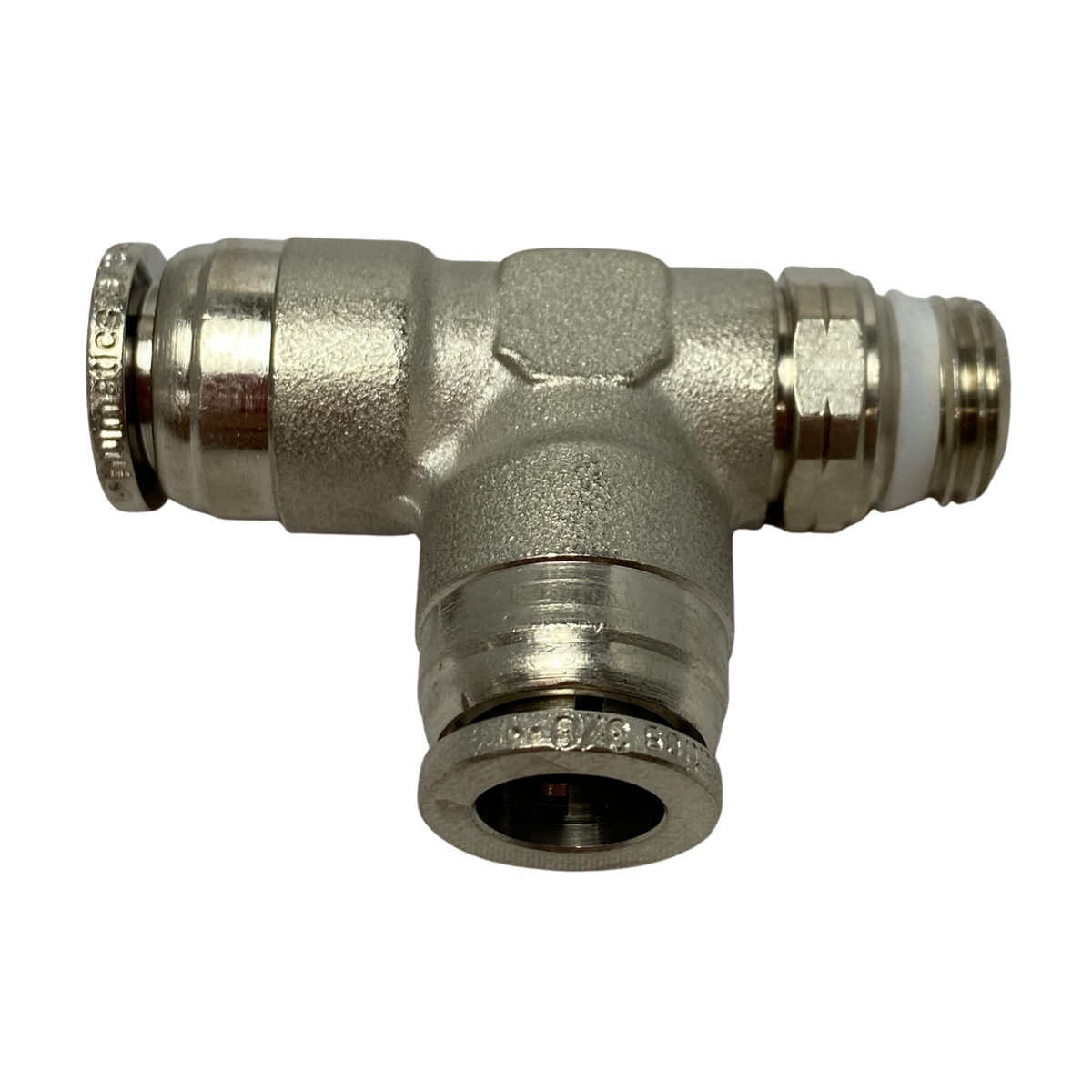 top view of a tee shaped swivel fitting