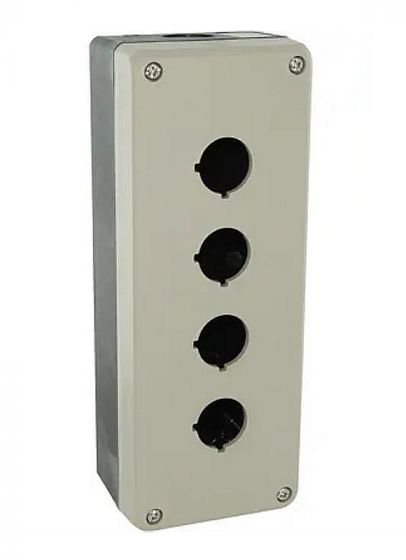upright rectangular beige enclosure box with four vertically placed holes