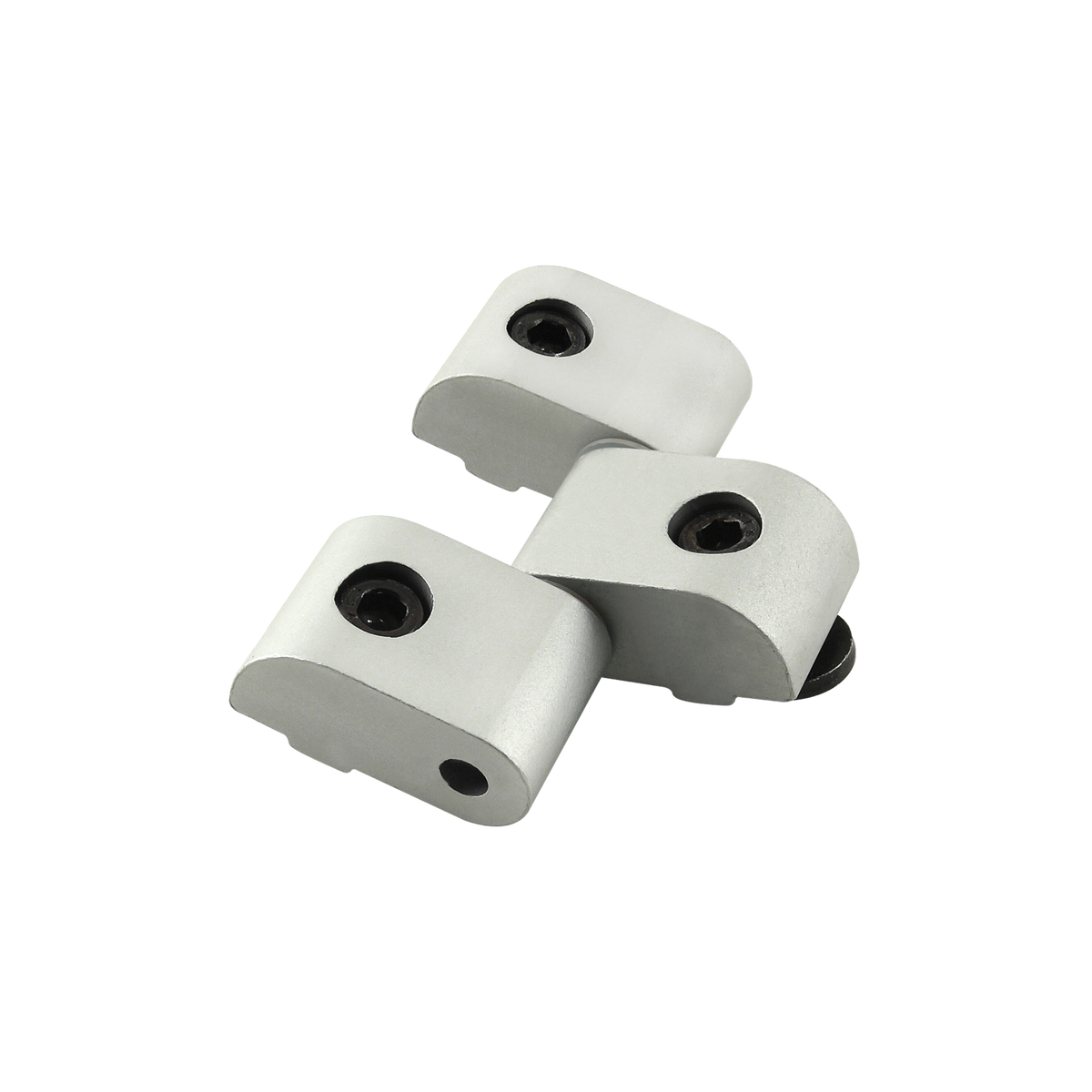three piece lift-off hinge assembly, each piece is rectangular shaped with a screw through the top