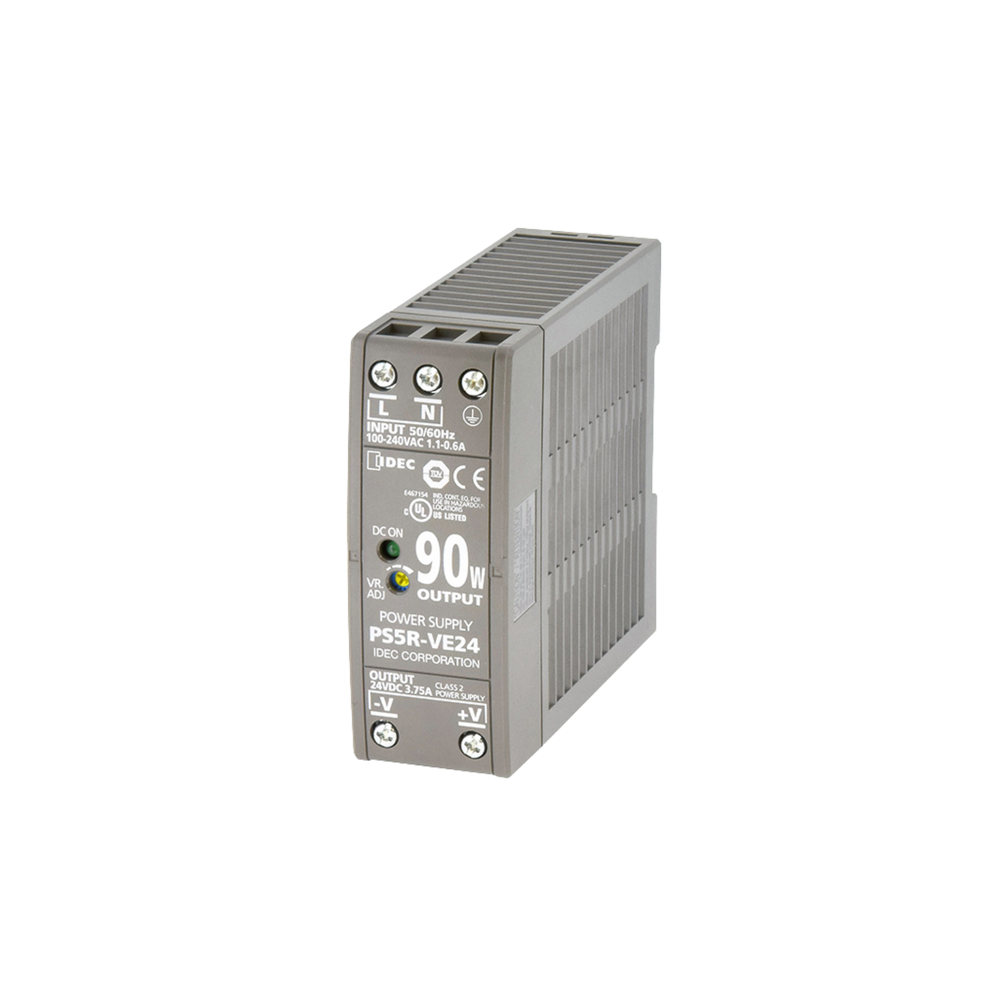 grey rectangular power supply box with terminal points in the front