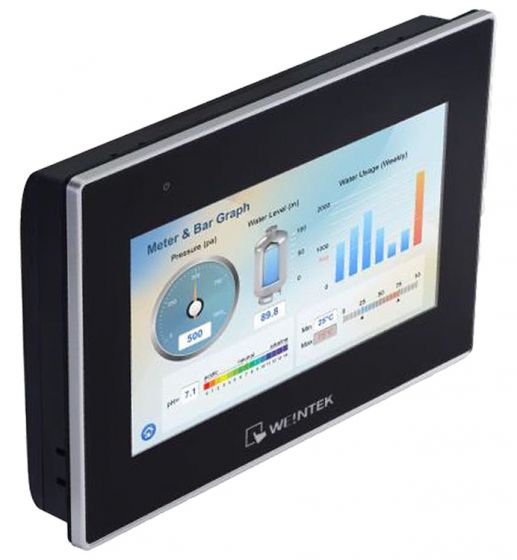 diaganolly placed display screen with a black frame and a meter and bar graph displayed on the screen